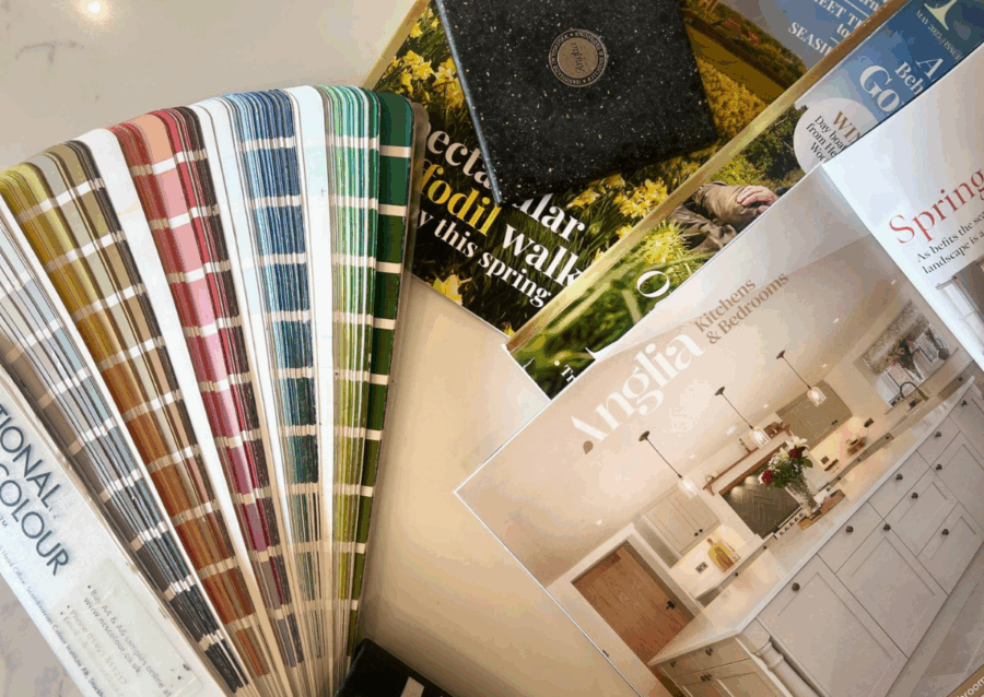 Client attending a Design Studio Session at Anglia Kitchens & Bedrooms showroom in Norfolk discussing bespoke interior ideas